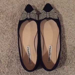 Velvet flats with rhinestone bows
